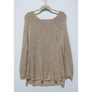 Chicos Sweater Womens Large Pink Sequin Shine Claire Pullover Sparkly Holiday